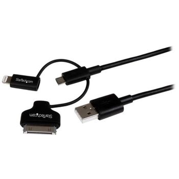 Startech.com Cable De 1m Lightning, Dock 30p O Microusb A Usb Color Negro