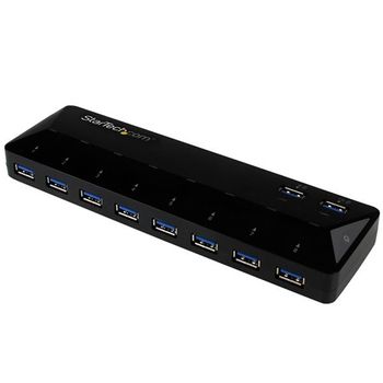 Startech.com Concentrador Usb 3.0 De 10 Puertos - Ladrón Con Puertos De Carga Y Sincronización - Hub Con 2 Puertos De 1,5a