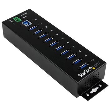 Startech.com Hub Industrial De 10 Puertos Usb 3.0 Con Protección Antiestática Esd Y Protección De Picos De 350w