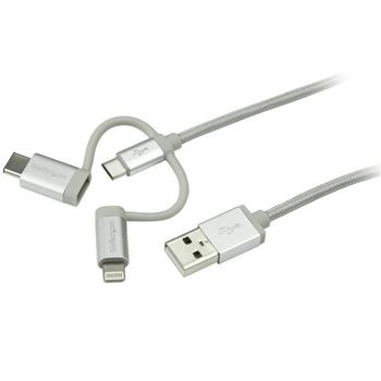 Startech.com Cable Trenzado De 1m Usb A Lightning Usb-c Y Micro Usb Startech Ltcub1mgr