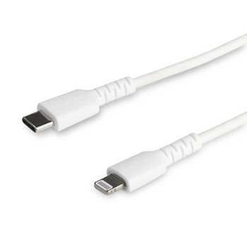 Startech.com Cable Resistente Usb-c A Lightning De 1 M Blanco - Cable De Sincronización Y Carga Usb Tipo C A Lightning Con Fibra De Aramida Resistente - Certificado Mfi De Apple - Para Ipad/iphone 12