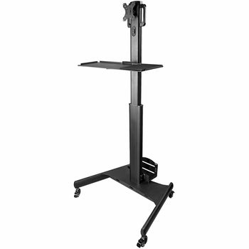 Startech.com Carrito Ergonómico Con Ajuste De Altura Para Estación De Trabajo Móvil - Con Soporte Vesa Para Monitor - Con Soporte Para Cpu - Con Bandeja Para Teclado - Workstation Móvil Con Ruedas