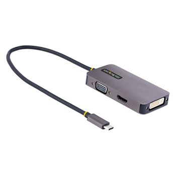 Startech.com Adaptador De Vídeo Usb C, Adaptador Usb Tipo C A Hdmi Vga Dvi Hasta 4k 60hz, Adaptador De Pantalla Multipuertos, Compatible Con Thunderbolt 3/4, Adaptador De Viajes