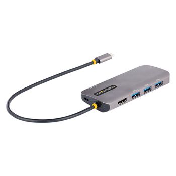 Startech.com Adaptador Multipuertos Usb C, De Vídeo Hdmi De 4k Y 60hz, Hub Usb-a 3.2 De 3 Puertos De 5gbps, Entrega De Alimentación Pd De 100w, Gbe, Docking Station De Viajes