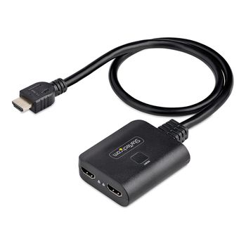 Startech.com Divisor Hdmi De 2 Puertos - Multiplicador Hdmi 2.0 De 2 Puertos 4k60 - Splitter Hdmi 2 Puertos De Entrada 1 De Salida - Hdr/hdcp Con Cable Hdmi Incorporado De 50cm