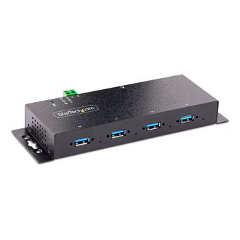 Startech.com Hub Industrial Usb 3.0 De 5gbps De 4 Puertos - Concentrador Usb Con Protección De Picos Y Descargas Esd - Ladrón Usb-a De Montaje En Pared/escritorio/din