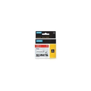 Dymo Rhino Cinta De Etiquetas Industrial Adhesiva Id1-12 Blanco Sobre Rojo De 12mmx5?5m Vinilo