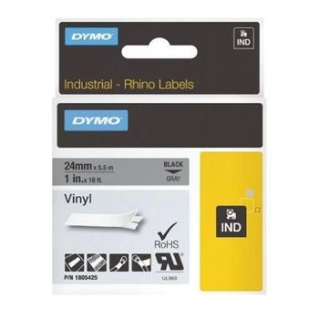 Dymo Rhino Cinta De Etiquetas Industrial Adhesiva Id1-12 Blanco Sobre Negro De 12mmx5?5m Vinilo