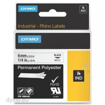 Dymo Rhino Cinta Id1-6 Negro Sobre Blanco 6mmx5?5m Poli?ster