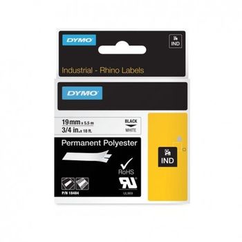 Dymo Rhino Cinta De Etiquetas Industrial Adhesiva Id1-19 Negro Sobre Blanco De 19mmx5?5 M Polyester S0718220