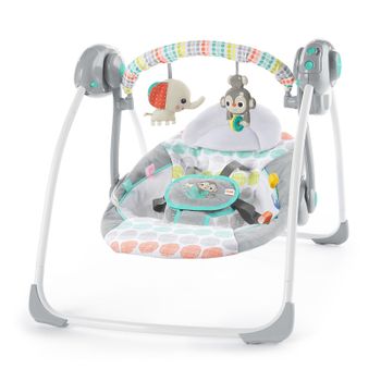 Columpio Para Bebés Compacto Plegable, Whimsical Wild - Elefante Y Mono De Bright Starts