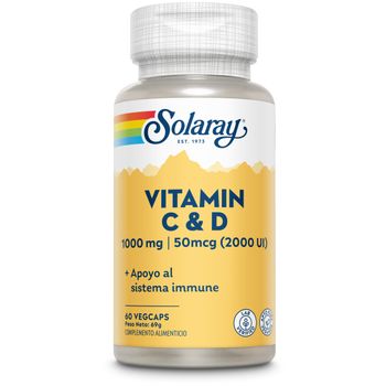 Solaray Vitamin C 1000 Mg + D 2000 Ui 60 Cápsulas Vegetarianas