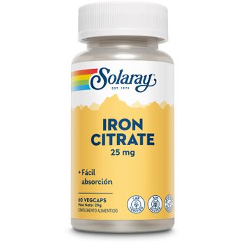 Solaray Citrato De Hierro 25 Mg 60 Cápsulas Vegetales