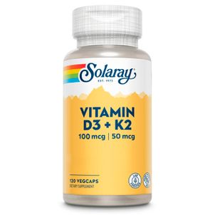 Solaray Vitamina D3 + K2 120 Cápsulas Vegetales