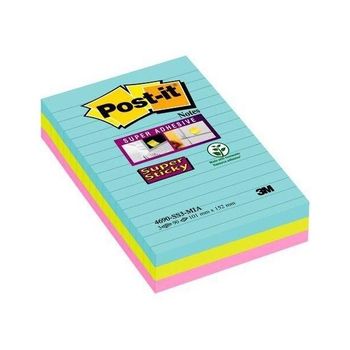 Post-it Notas Super Sticky 90 Hojas 3 Colores Lugares Miami 101x152 Con Lineas 3 Blocs