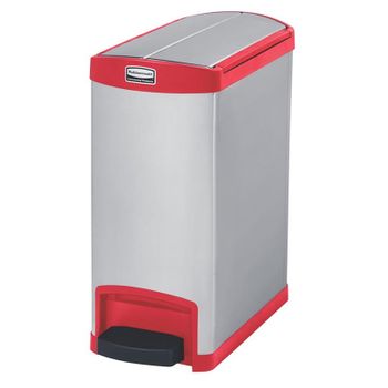 Rubbermaid Slim Jim 30l/8g Metal End Step Step-on Red