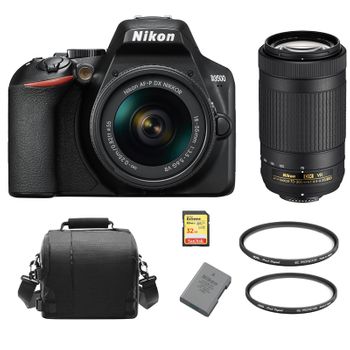 Nikon D3500 Kit Af-p 18-55mm F3.5-5.6g Vr + Af-p Dx 70-300mm F4.5-6.3g Ed Vr Dx + 32gb Sd Card + Camera Bag + En-el14a Battery + Hoya 55mm Pro 1d Protector + Hoya 58mm Pro 1d Protector