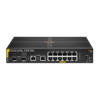 Aruba 6100 12g Class4 Poe 2g/2sfp+ 139w Gestionado L3 Gigabit Ethernet (10/100/1000) Energía Sobre Ethernet (poe) 1u Negro