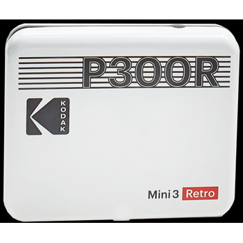 Kodak Mini Retro 2 P300 - Mini Impresora Conectada (7,6 X 7,6 Cm - 3 X 3'', Bluetooth, Batería De Litio, Sublimación Térmica De 4 Pases, 8 Fotos Incluidas) Blanco