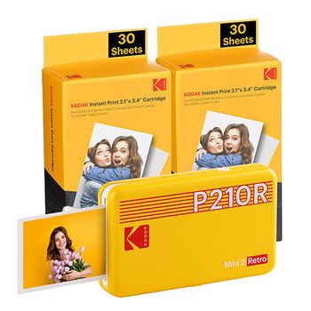 Kodak Mini 2 Retro P210rb60 Portable U'instant Photo Printer Bundle 2.1x3.4 Black