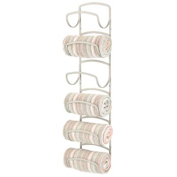 Toallero De Acero Para Pared De Baño - Organizador De Pared - Satinado - Mdesign