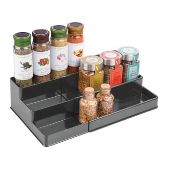 Organizador Expandible De Plástico Para Despensa De Cocina/estante Para Especias, Gris Marengo - Mdesign