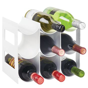 Organizador De Plástico Para Botellas De Agua/vinos, 3 Niveles, 9 Botellas - Blanco - Mdesign