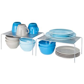 Estante Metálico Elevado Grande Para Despensa De Cocina, Paquete De 2, Plateado - Mdesign