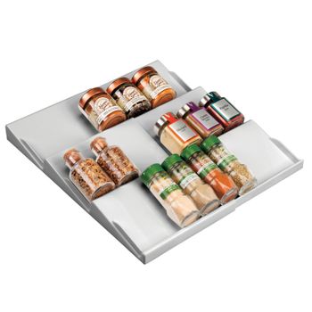 Especiero De Plástico Expandible Organizador Para Cajones De Cocina - 3 Niveles - Gris - Mdesign