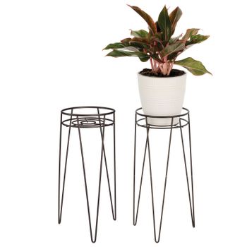 Soporte Moderno De Acero Para Plantas De 17" - Patas De Horquilla - Pack De 2 - Bronce - Mdesign