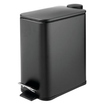 Cubo De Basura Escalonado Delgado De Metal De 1,3 Galones Con Tapa Y Cubo De Bolsa - Negro - Mdesign