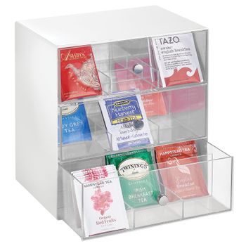 Caja De Plástico Para Bolsas De Té Organizador - Blanco/transparente - Mdesign