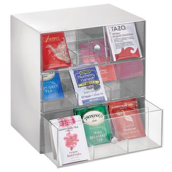 Caja De Plástico Para Bolsas De Té Organizador - Gris Claro/transparente - Mdesign