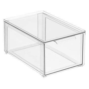Organizador Apilable De Plástico Para El Armario Del Dormitorio Con Cajón, Transparente - Mdesign