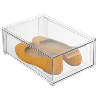 Cubo Organizador Apilable De Plástico Con Cajón Extraíble, Transparente - Mdesign