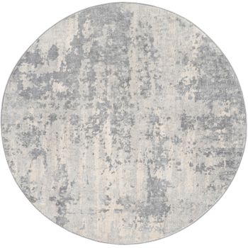 Alfombra Redonda Abstracta Moderna Gris/marfil Ø 160cm Victoire