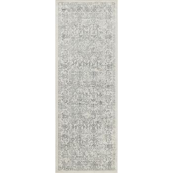 Alfombra De Pasillo Vintage Oriental Blanco/gris 80x220 Cm - Diseño Margaux