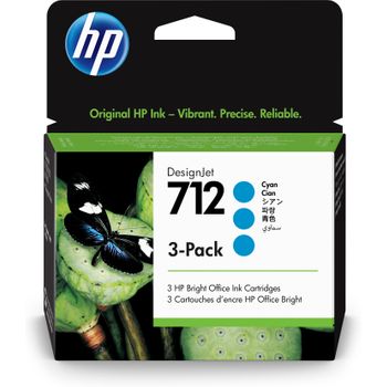 Hp - Paquete De 3 Cartuchos De Tinta Designjet 712 Cian De 29 Ml