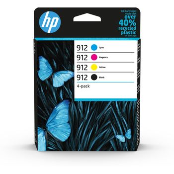 Hp - Paquete De 4 Cartuchos De Tinta Original 912 Negro/cian/magenta/amarillo