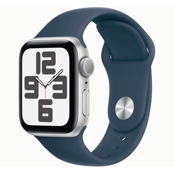Apple Watch Se (2ª Gen) 2023 Gps 40mm Aluminio Plata (silver) Y Correa Deportiva Azul (storm Blue) - Talla M/l