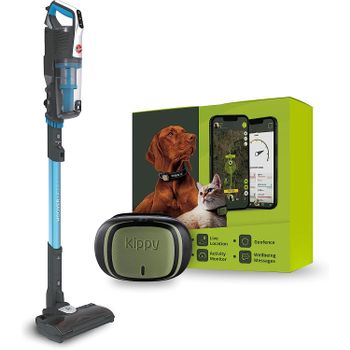 Hoover Hf522stp + Kippy Aspirapolvere Senza Filo Antigroviglio Miniturbo Spazzola E Kippy Gps Tracker Animali Blu