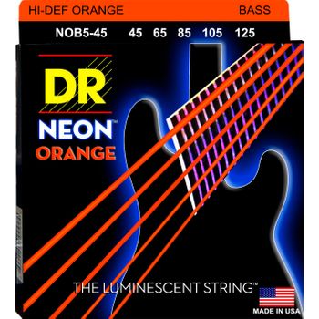 Juego De Cuerdas Para Bajo Dr Nob5-45 Neon Orange