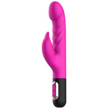 Consolador Vibrador Con Estimulador De Clítoris En Punta De 24 Cm (jy-005) Rosa. Nuevo, Envío 24h!!