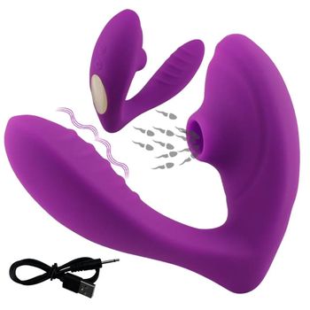 Succionador De Clítoris Y Consolador Vibrador 2 En 1 De 13.5 Cm (gj-008). Nuevo, Envío 24h!!