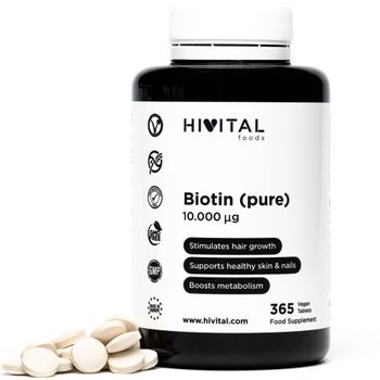 Biotina 10.000 Mcg | 365 Comprimidos Veganos Para Todo Un Año