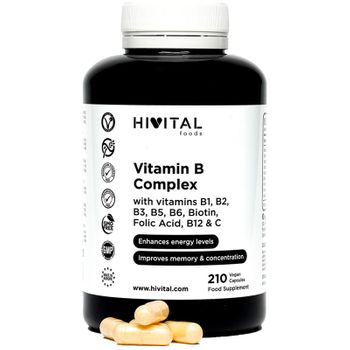 Vitamina B Complex | 210 Cápsulas Veganas Para 7 Meses