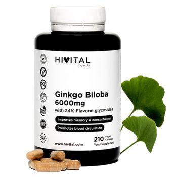 Ginkgo Biloba 6000 Mg | 210 Cápsulas Veganas Para 7 Meses