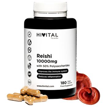 Reishi 10000 Mg | 180 Cápsulas Veganas Para 6 Meses