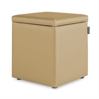 Puff Cubo Arcón Polipiel Beige 1 Unidad