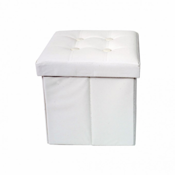 Puff Taburete Organizador Reposapiés Tamaño Blanco 30x30x30 Rebecca Mobili